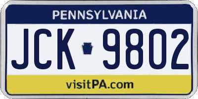 PA license plate JCK9802