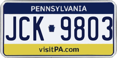 PA license plate JCK9803
