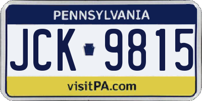 PA license plate JCK9815
