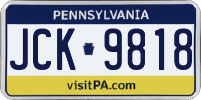 PA license plate JCK9818