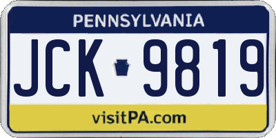 PA license plate JCK9819
