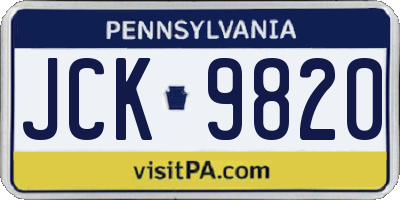 PA license plate JCK9820