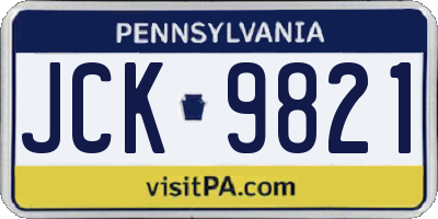 PA license plate JCK9821