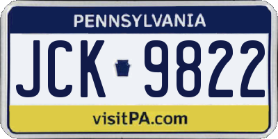 PA license plate JCK9822