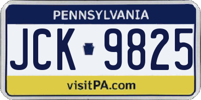 PA license plate JCK9825