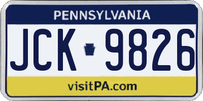 PA license plate JCK9826