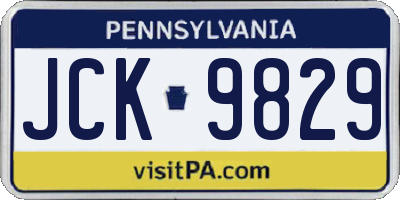 PA license plate JCK9829