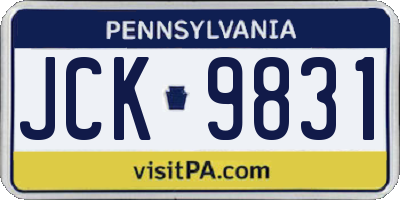 PA license plate JCK9831