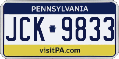 PA license plate JCK9833