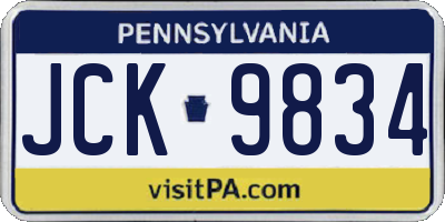 PA license plate JCK9834