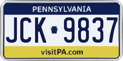 PA license plate JCK9837