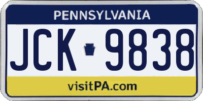 PA license plate JCK9838