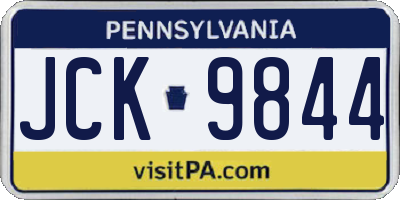 PA license plate JCK9844