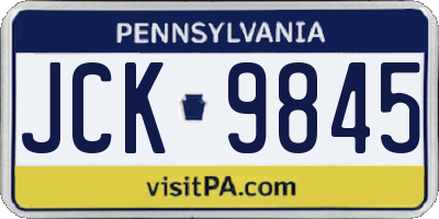 PA license plate JCK9845