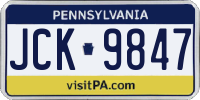 PA license plate JCK9847