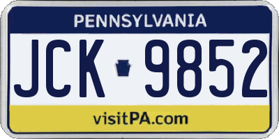 PA license plate JCK9852