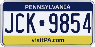 PA license plate JCK9854
