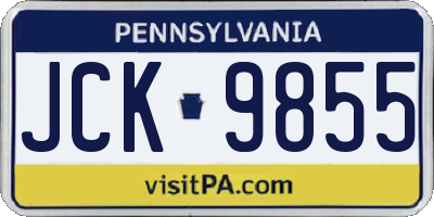 PA license plate JCK9855