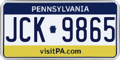 PA license plate JCK9865