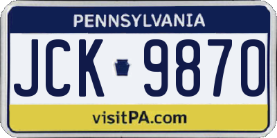 PA license plate JCK9870