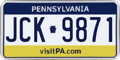 PA license plate JCK9871