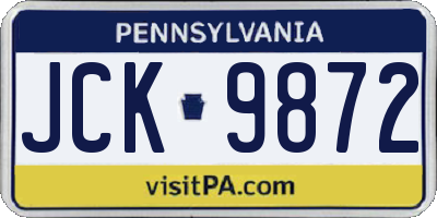 PA license plate JCK9872