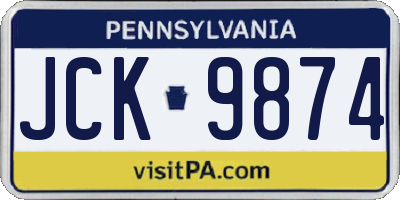 PA license plate JCK9874