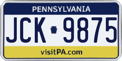 PA license plate JCK9875