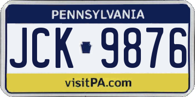 PA license plate JCK9876