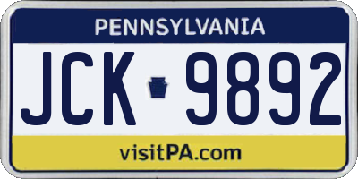 PA license plate JCK9892