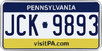 PA license plate JCK9893