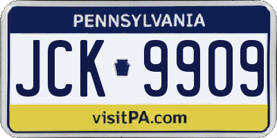 PA license plate JCK9909
