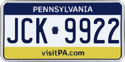 PA license plate JCK9922