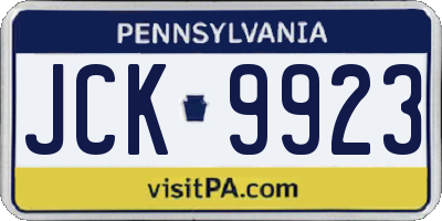 PA license plate JCK9923