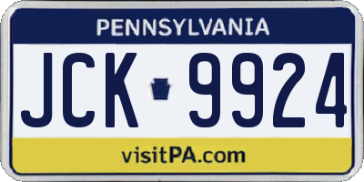 PA license plate JCK9924