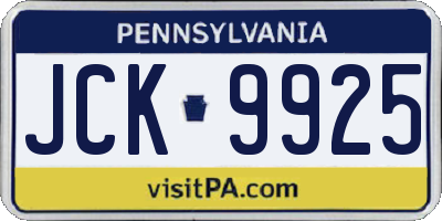 PA license plate JCK9925