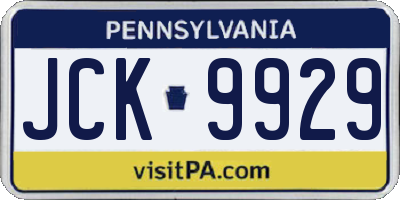 PA license plate JCK9929