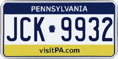 PA license plate JCK9932