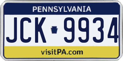 PA license plate JCK9934