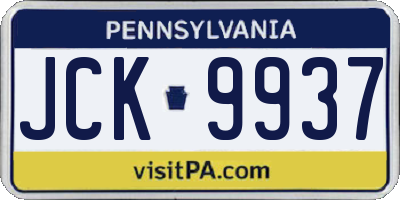 PA license plate JCK9937