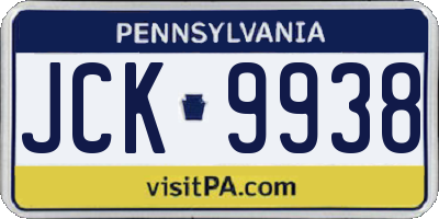 PA license plate JCK9938