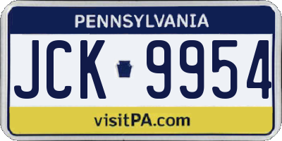 PA license plate JCK9954