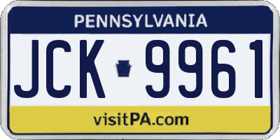 PA license plate JCK9961