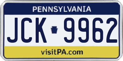 PA license plate JCK9962