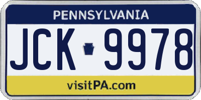 PA license plate JCK9978