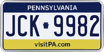 PA license plate JCK9982