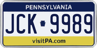 PA license plate JCK9989