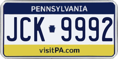 PA license plate JCK9992
