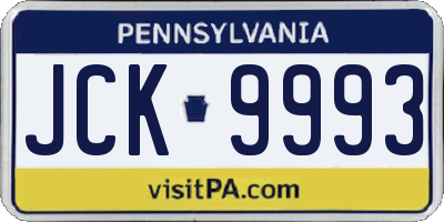PA license plate JCK9993