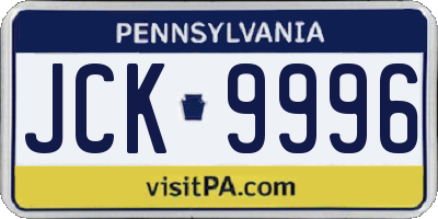 PA license plate JCK9996